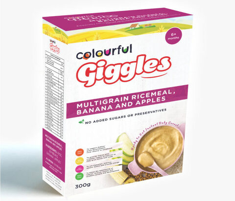 Colourful Giggles (Rice meal, Banana and Apples)